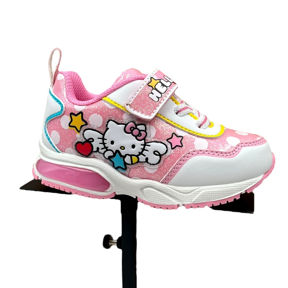 Hello Kitty Toddler Girls Slip-on‎ Light-up Sneakers Size 8 White-Pink Shoes
